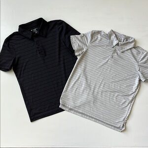 All In Motion Light Gray Stripe & Tek Gear Black Polo Shirt Bundle